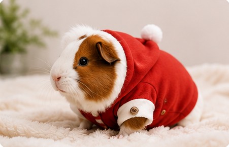Porquinho-da-índia com casaquinho vermelho de Natal